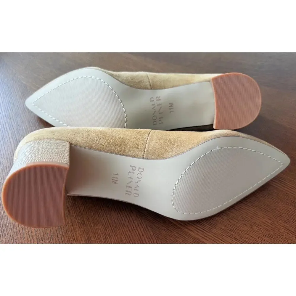 Donald Pliner Stephaniks Pointed Toe Block Heel Pump in Caramel - Size 11, NWOB